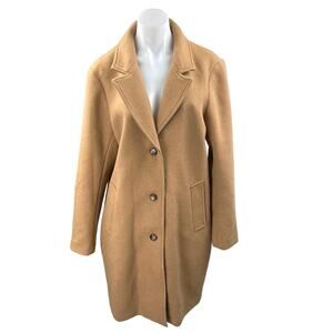 Abercrombie & Fitch Women's Tan Long Sleeve Button Up Dad Coat Jacket Size L
